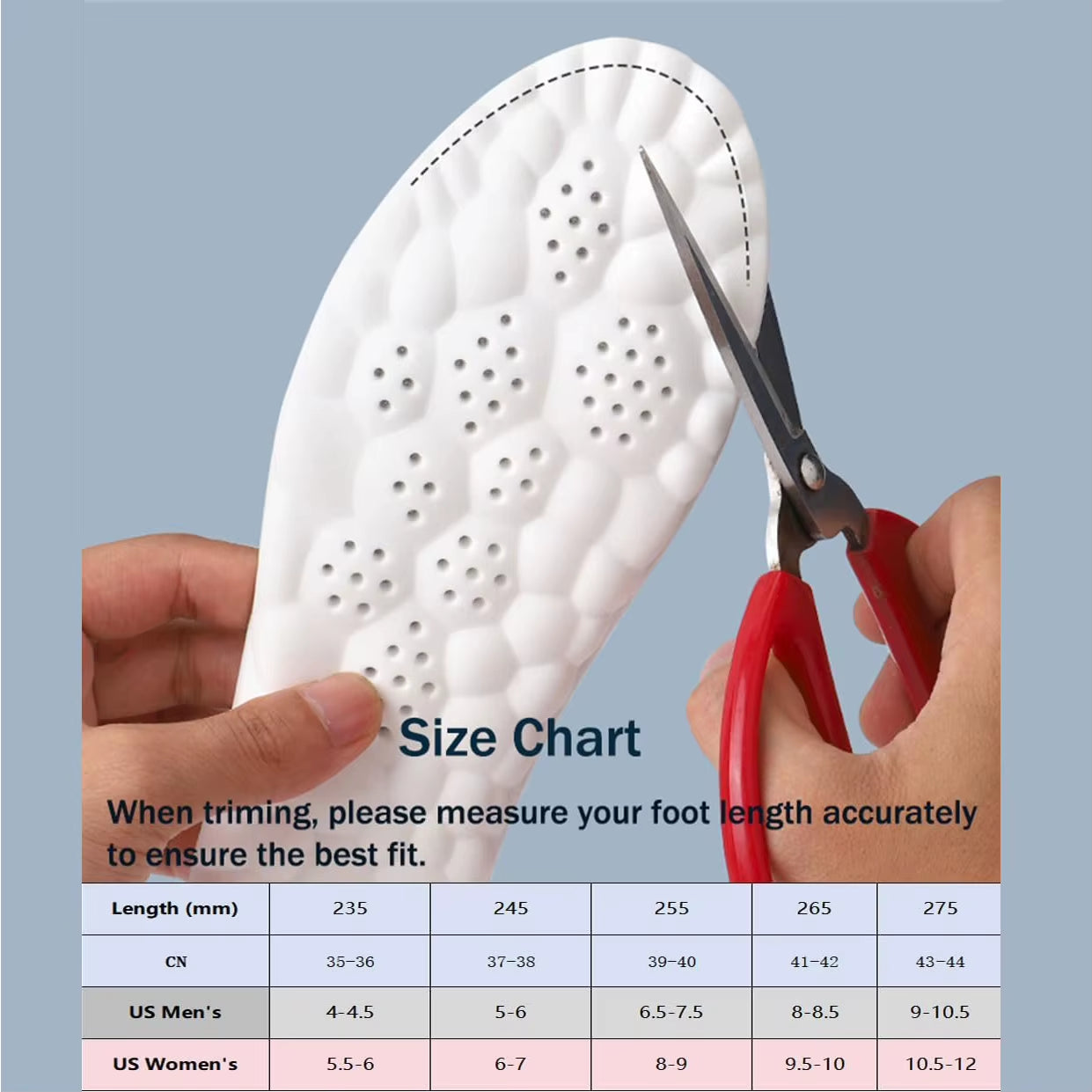 4D Cloud Tech Memory Foam Sports Exercise Insoles Comfortable Upper Shoe Inserts Flexible Massage Position Sole Generous Insoles
