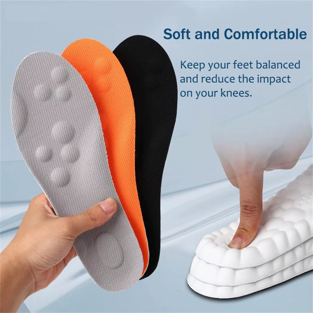 4D Cloud Tech Memory Foam Sports Exercise Insoles Comfortable Upper Shoe Inserts Flexible Massage Position Sole Generous Insoles